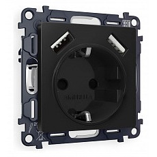 Розетка с заземлением и со шторкой и 2хusb type a, без рамки ambrella volt quant ma809010